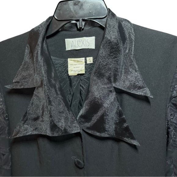 ALEXIS Vintage Black Blazer Dress w/ Lace Sleeves - Picture 5 of 6